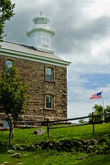 Great Captain Island Lighthouse with American Flag